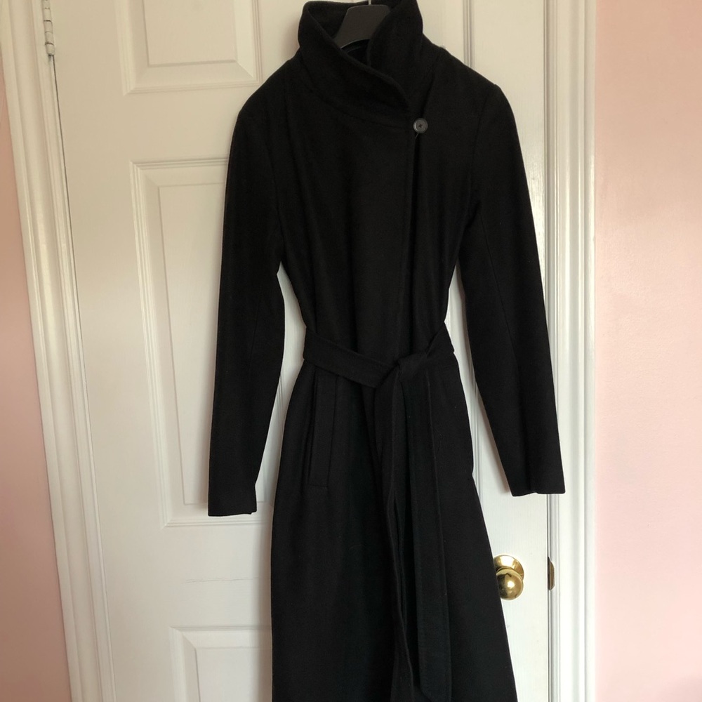 Aritzia black wool midi coat